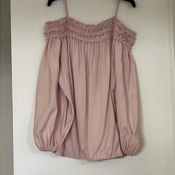💗 H&M Women’s Light Pink Off-Shoulder Smocked Top | Size 12 - Picture 1 of 12